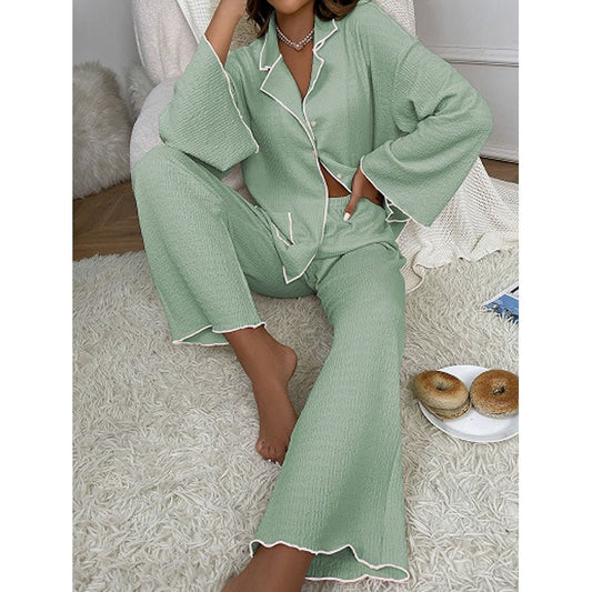 Lapel - collar Button - up Pajama Set For Women - Country Nurse