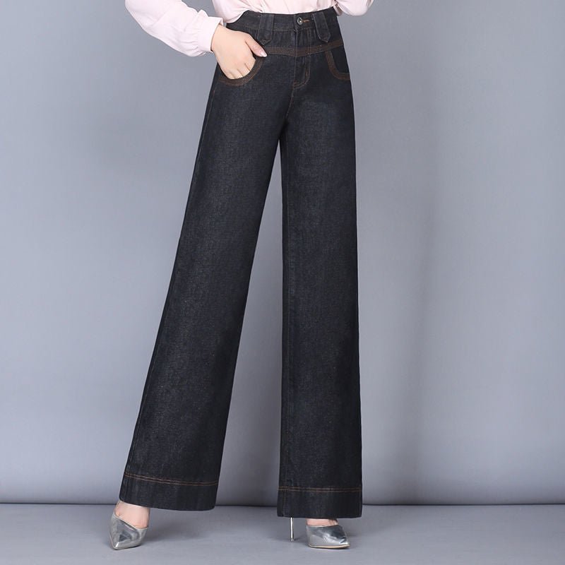 Wide Leg Jeans Women Casual Straight High Waist Loose Drape Jeans - Country Nurse