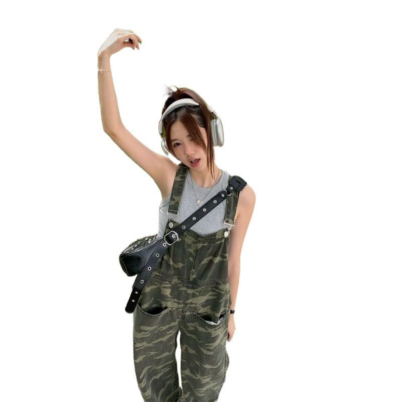 American Camouflage Shoulder Strap Jeans Women - Country Nurse