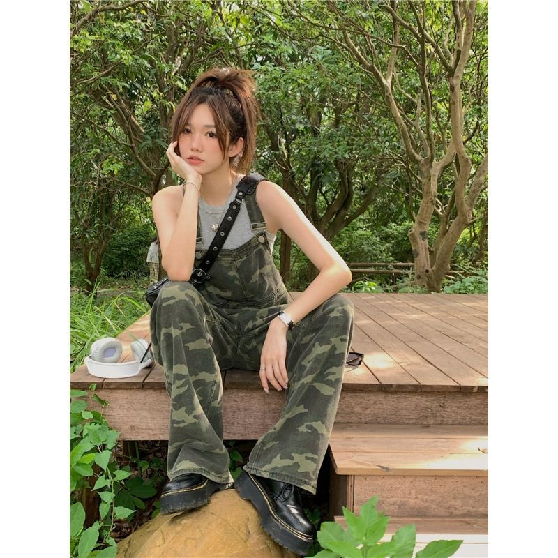 American Camouflage Shoulder Strap Jeans Women - Country Nurse