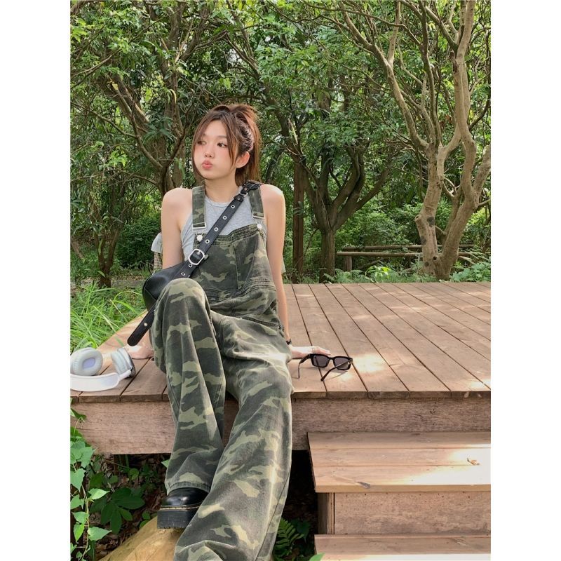 American Camouflage Shoulder Strap Jeans Women - Country Nurse
