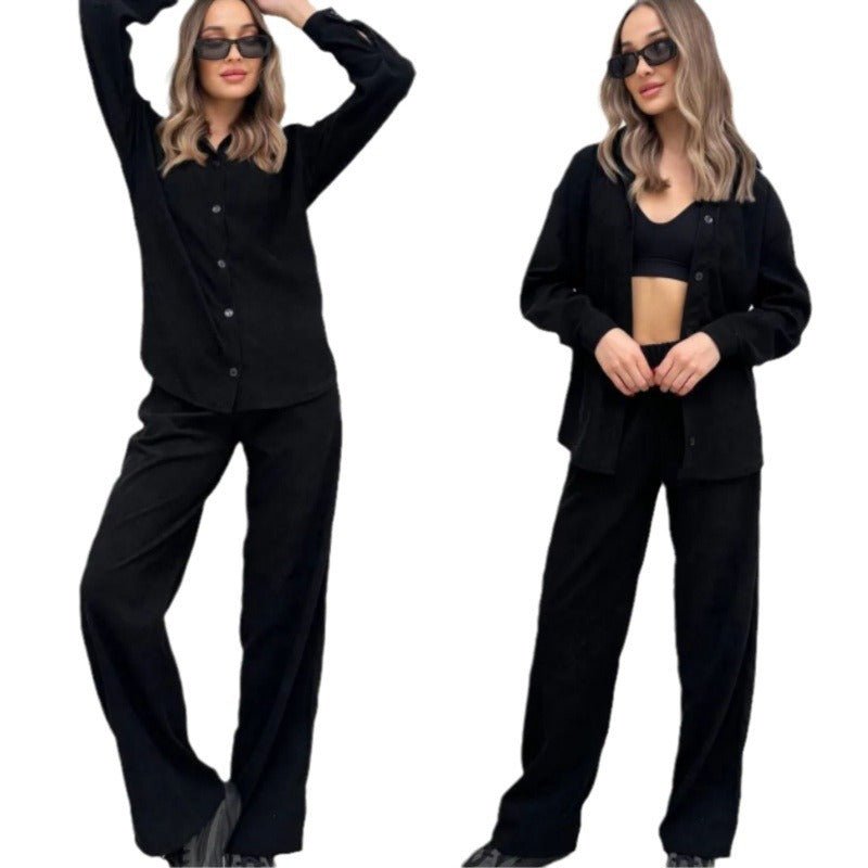 Casual Long - sleeve Top And Elastic - waist Pants Two - piece Set - Country Nurse