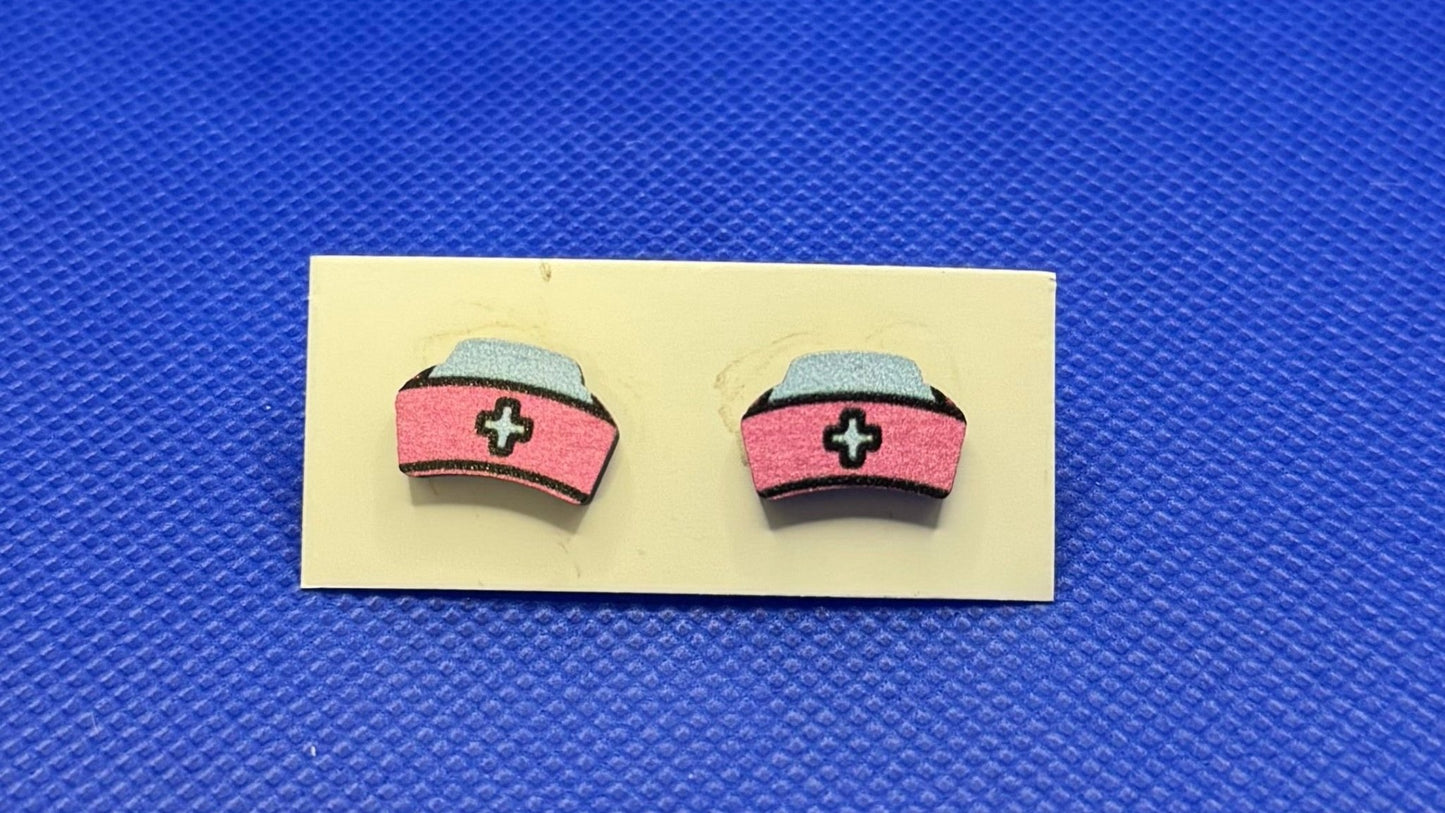 Cute Medical Themed Wooden Earrings - Country Nurse