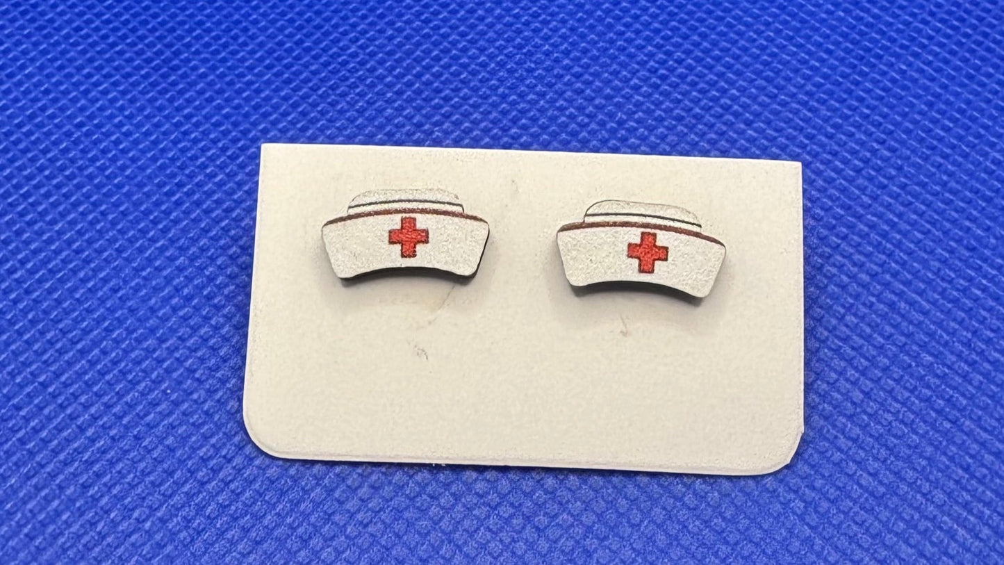 Cute Medical Themed Wooden Earrings - Country Nurse