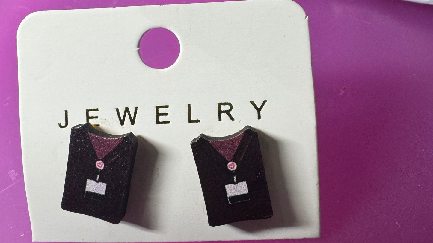 Cute Medical Themed Wooden Earrings - Country Nurse