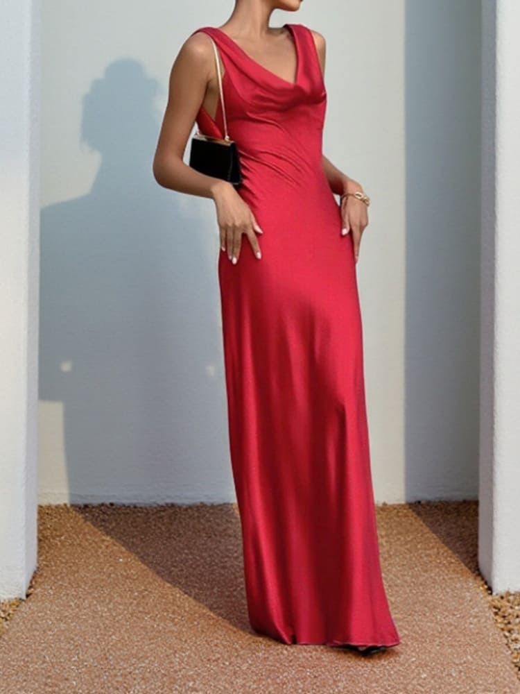 Deep Drape Neck Gown Dresses - Country Nurse