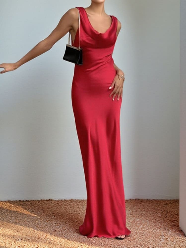Deep Drape Neck Gown Dresses - Country Nurse