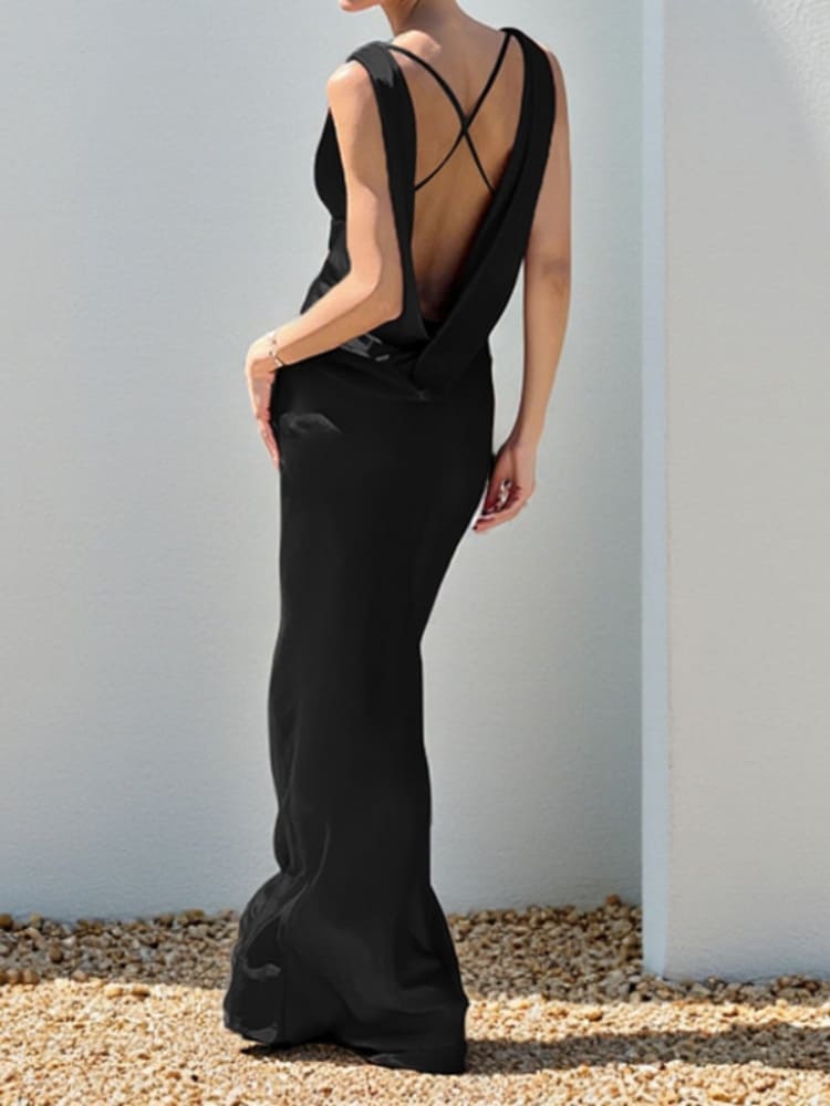 Deep Drape Neck Gown Dresses - Country Nurse