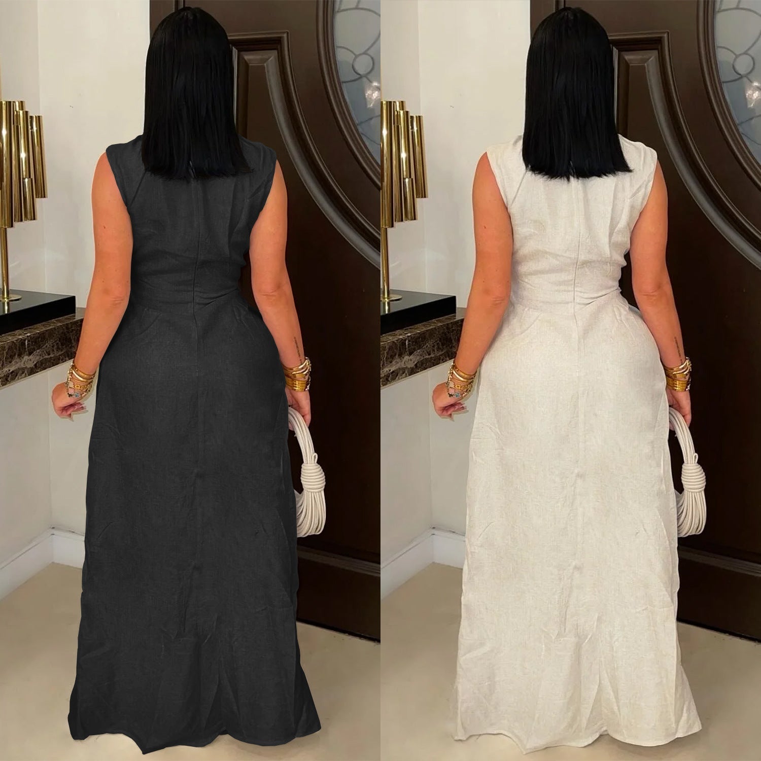 Fashion Women's Wear Sexy Solid Color Lace - up Sleeveless Trousers Suit - Country Nurse
