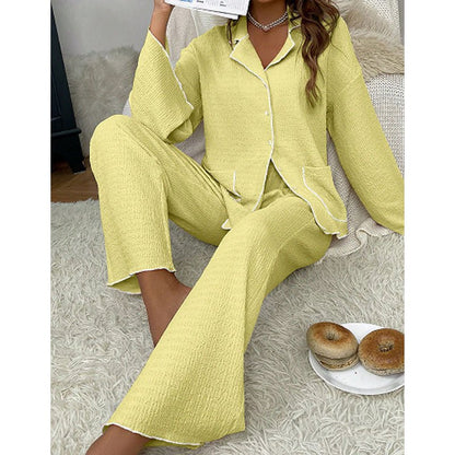 Lapel - collar Button - up Pajama Set For Women - Country Nurse