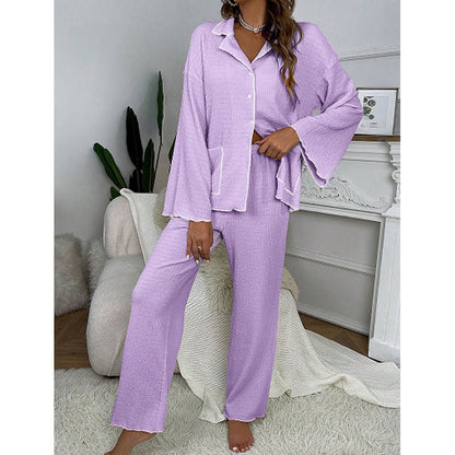 Lapel - collar Button - up Pajama Set For Women - Country Nurse