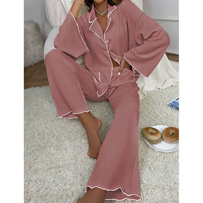 Lapel - collar Button - up Pajama Set For Women - Country Nurse