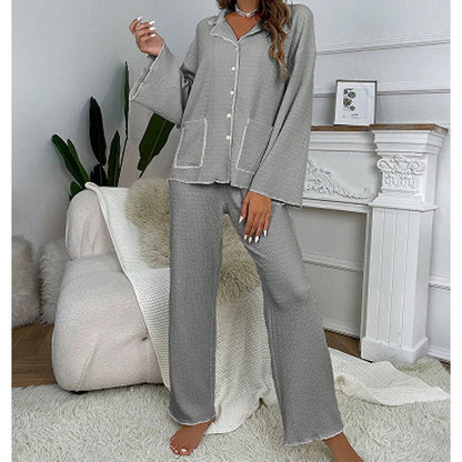 Lapel - collar Button - up Pajama Set For Women - Country Nurse