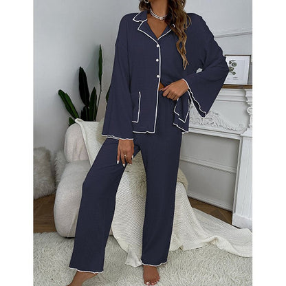 Lapel - collar Button - up Pajama Set For Women - Country Nurse