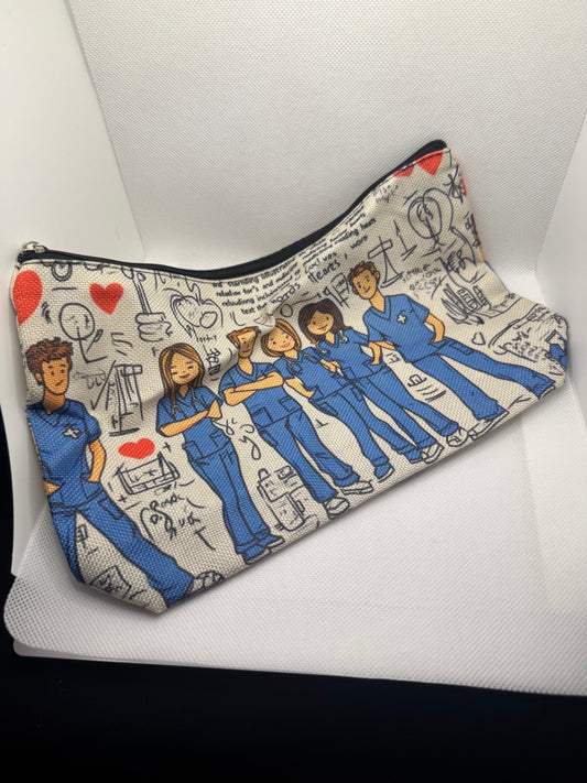Medical Themed Calico Pouch Bag - Country Nurse