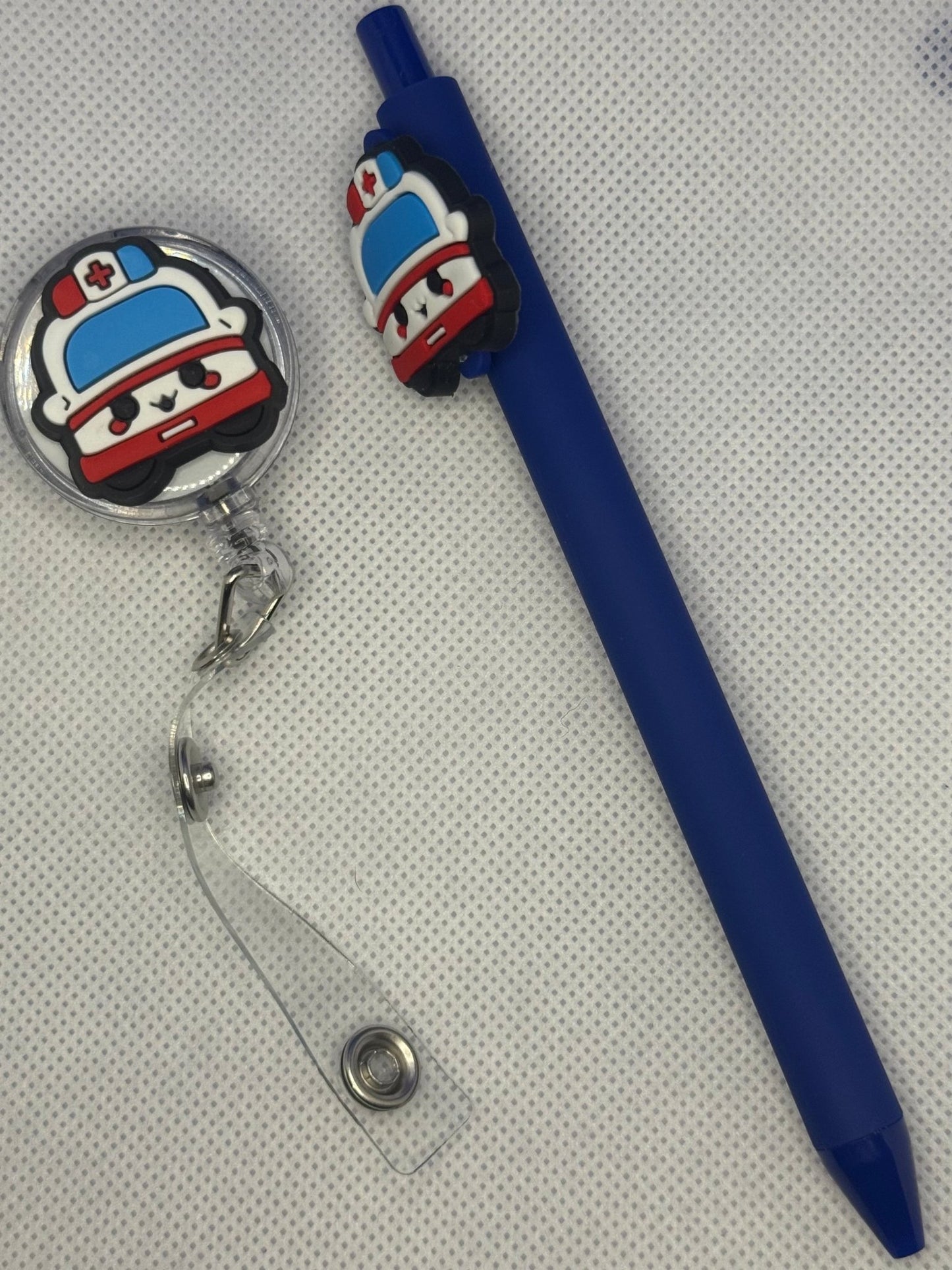 Retractable ID Badge Holder and Gel Pen Set - Country Nurse