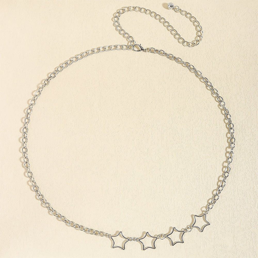 Simple Fashion Men And Women Star Metal Waist Chain Sexy Cutout Five - pointed Star Body Chain Jeans Dress Accessories - Country Nurse