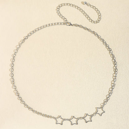 Simple Fashion Men And Women Star Metal Waist Chain Sexy Cutout Five - pointed Star Body Chain Jeans Dress Accessories - Country Nurse