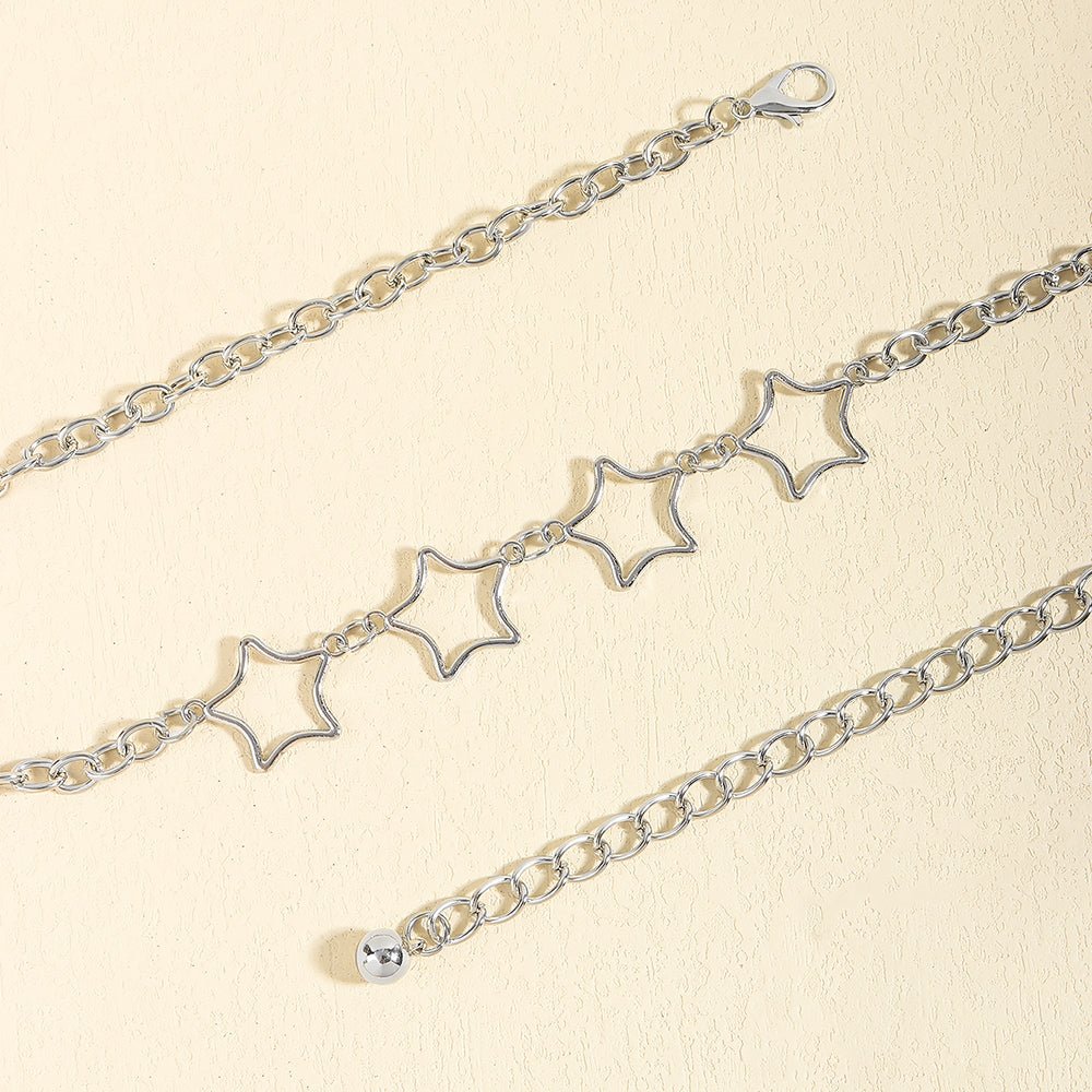 Simple Fashion Men And Women Star Metal Waist Chain Sexy Cutout Five - pointed Star Body Chain Jeans Dress Accessories - Country Nurse