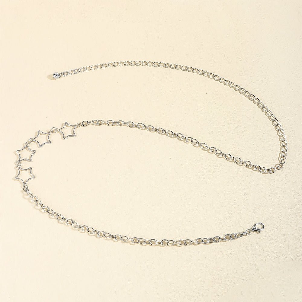 Simple Fashion Men And Women Star Metal Waist Chain Sexy Cutout Five - pointed Star Body Chain Jeans Dress Accessories - Country Nurse