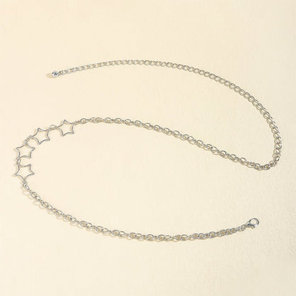 Simple Fashion Men And Women Star Metal Waist Chain Sexy Cutout Five - pointed Star Body Chain Jeans Dress Accessories - Country Nurse