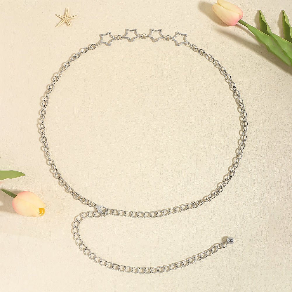 Simple Fashion Men And Women Star Metal Waist Chain Sexy Cutout Five - pointed Star Body Chain Jeans Dress Accessories - Country Nurse