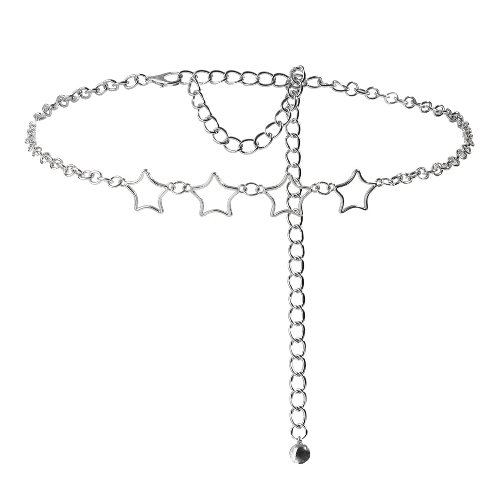 Simple Fashion Men And Women Star Metal Waist Chain Sexy Cutout Five - pointed Star Body Chain Jeans Dress Accessories - Country Nurse
