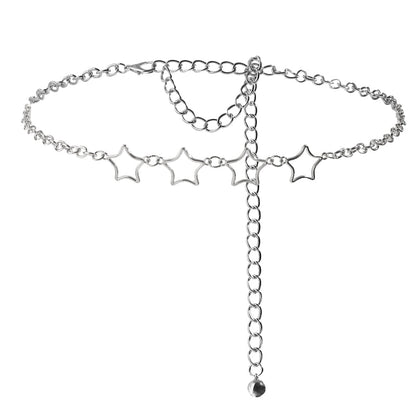 Simple Fashion Men And Women Star Metal Waist Chain Sexy Cutout Five - pointed Star Body Chain Jeans Dress Accessories - Country Nurse