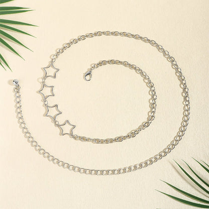 Simple Fashion Men And Women Star Metal Waist Chain Sexy Cutout Five - pointed Star Body Chain Jeans Dress Accessories - Country Nurse