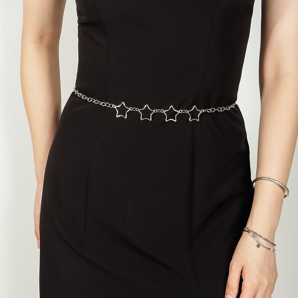 Simple Fashion Men And Women Star Metal Waist Chain Sexy Cutout Five - pointed Star Body Chain Jeans Dress Accessories - Country Nurse