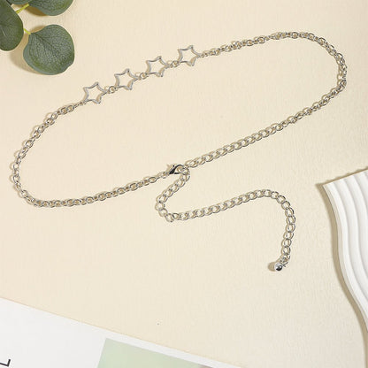 Simple Fashion Men And Women Star Metal Waist Chain Sexy Cutout Five - pointed Star Body Chain Jeans Dress Accessories - Country Nurse
