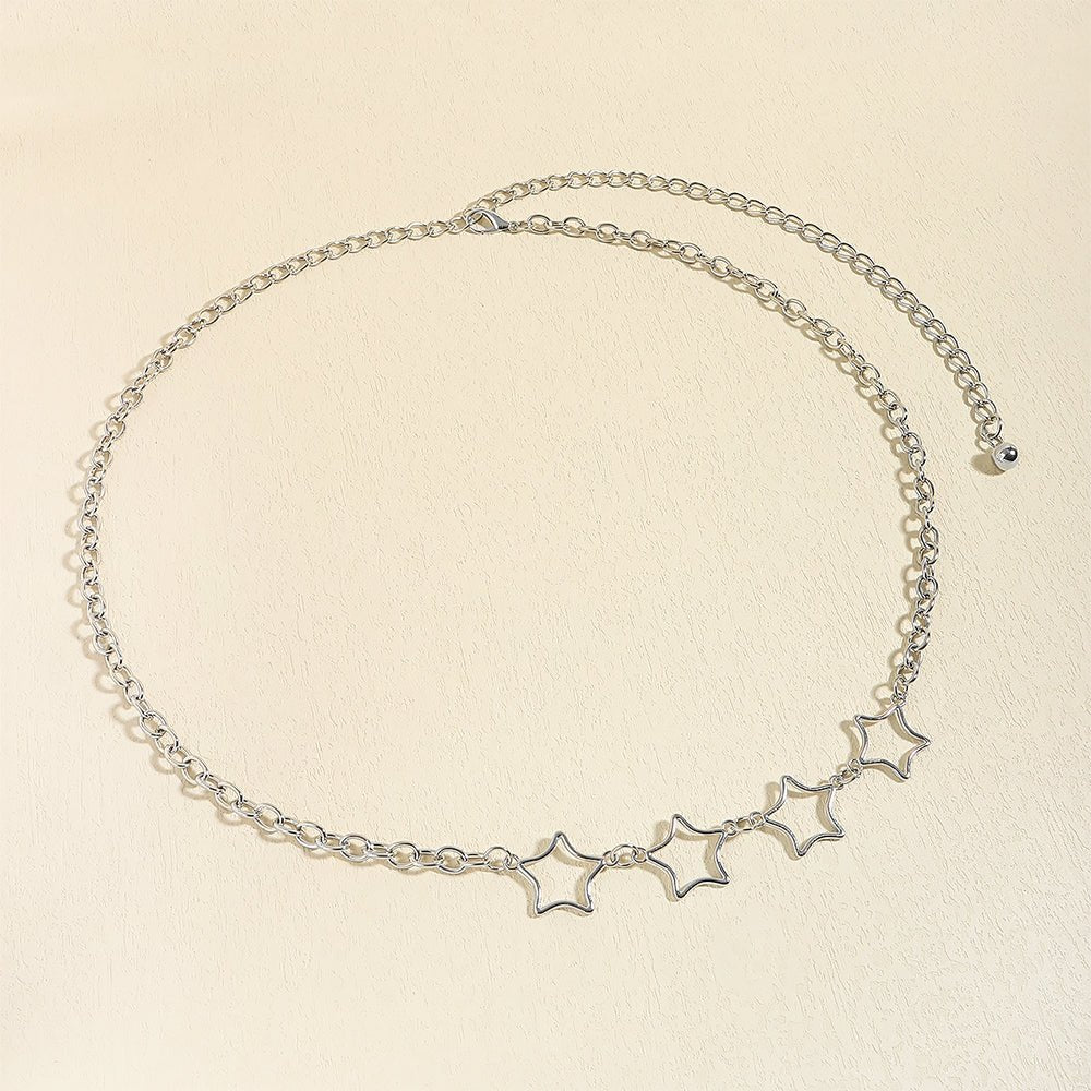 Simple Fashion Men And Women Star Metal Waist Chain Sexy Cutout Five - pointed Star Body Chain Jeans Dress Accessories - Country Nurse