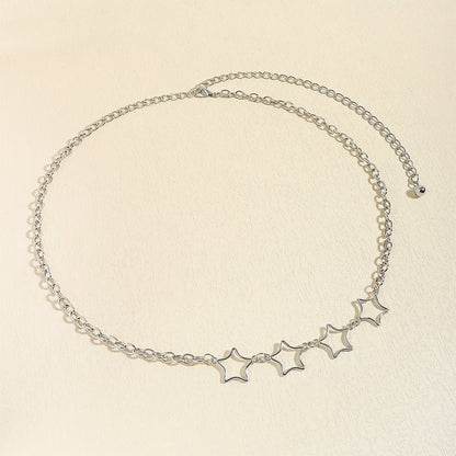 Simple Fashion Men And Women Star Metal Waist Chain Sexy Cutout Five - pointed Star Body Chain Jeans Dress Accessories - Country Nurse