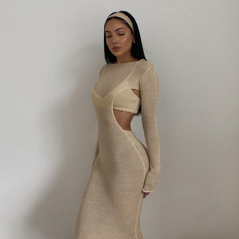 Small Vest Round Neck Long Sleeve Dress Two - piece Women - Country Nurse
