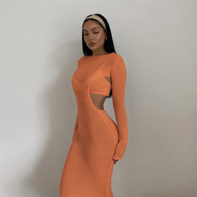 Small Vest Round Neck Long Sleeve Dress Two - piece Women - Country Nurse