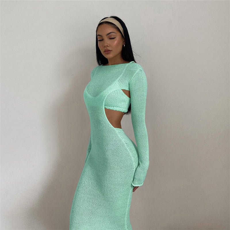 Small Vest Round Neck Long Sleeve Dress Two - piece Women - Country Nurse