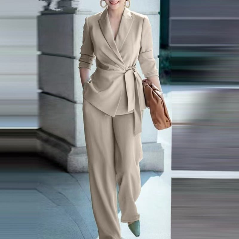 Solid Color Elegant Belted Suit For Women - Country Nurse