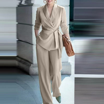 Solid Color Elegant Belted Suit For Women - Country Nurse