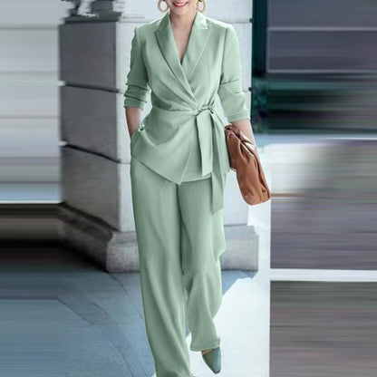 Solid Color Elegant Belted Suit For Women - Country Nurse