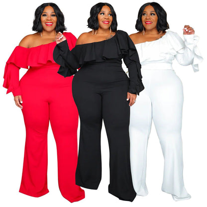 Solid - color Fashionable Loose - fit Off - shoulder Tube Jumpsuit For Women - Country Nurse