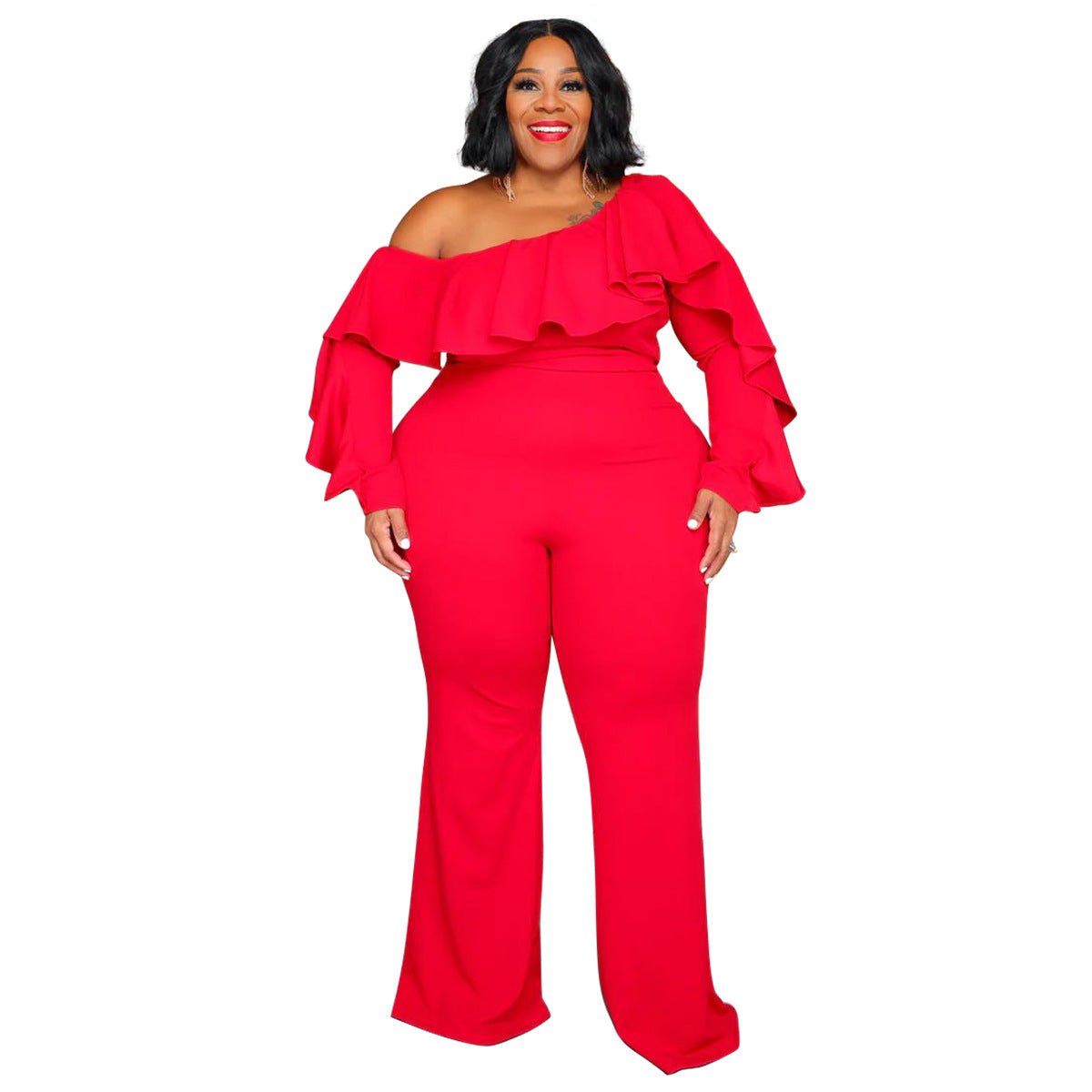 Solid - color Fashionable Loose - fit Off - shoulder Tube Jumpsuit For Women - Country Nurse
