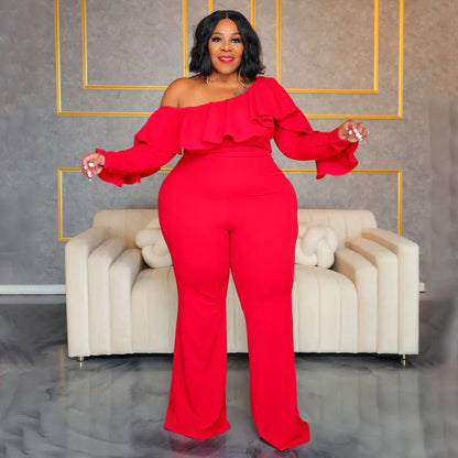 Solid - color Fashionable Loose - fit Off - shoulder Tube Jumpsuit For Women - Country Nurse