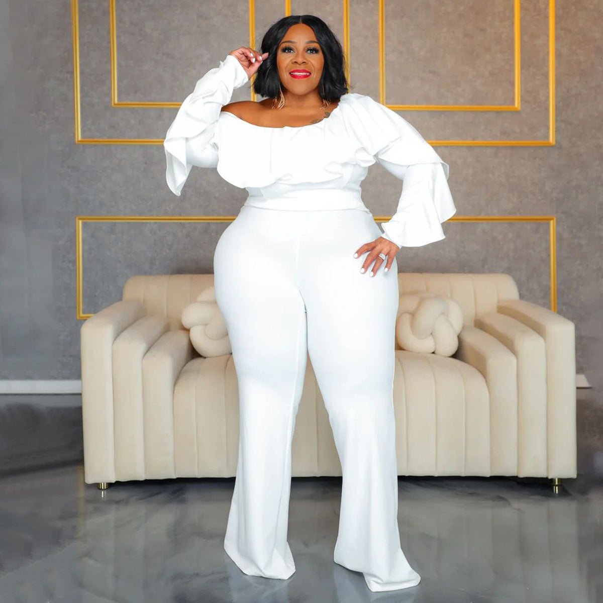 Solid - color Fashionable Loose - fit Off - shoulder Tube Jumpsuit For Women - Country Nurse