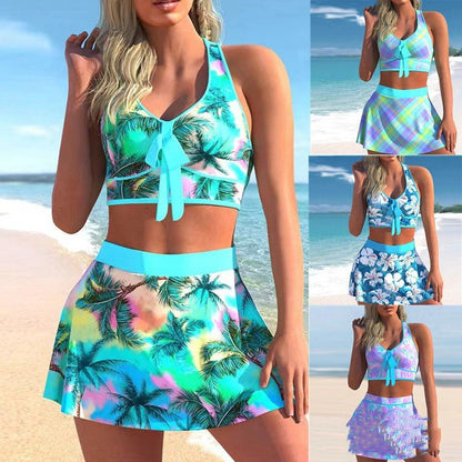 Split Swimwear Skirt Conservative Large Print - Country Nurse