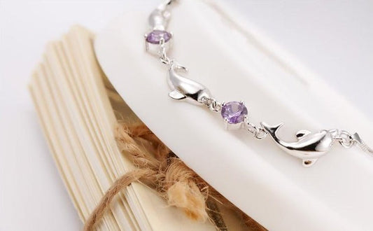 Trendy Women 925 Silver Bracelets Accessories Top Quality Crystal Dolphin Lady Jewelry Fashion Girl Christmas Birthday Jewelry - Country Nurse