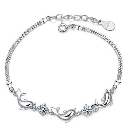 Trendy Women 925 Silver Bracelets Accessories Top Quality Crystal Dolphin Lady Jewelry Fashion Girl Christmas Birthday Jewelry - Country Nurse