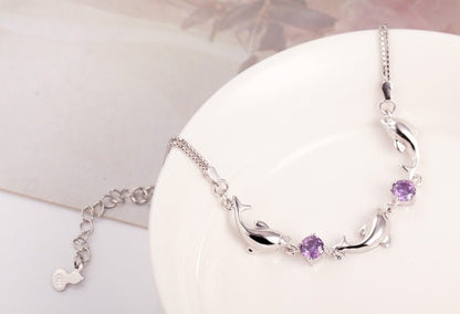 Trendy Women 925 Silver Bracelets Accessories Top Quality Crystal Dolphin Lady Jewelry Fashion Girl Christmas Birthday Jewelry - Country Nurse