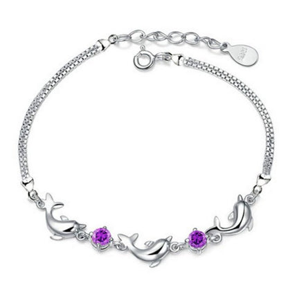Trendy Women 925 Silver Bracelets Accessories Top Quality Crystal Dolphin Lady Jewelry Fashion Girl Christmas Birthday Jewelry - Country Nurse