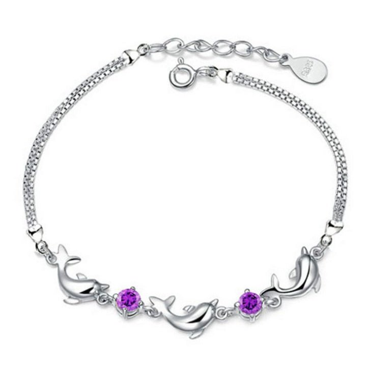 Trendy Women 925 Silver Bracelets Accessories Top Quality Crystal Dolphin Lady Jewelry Fashion Girl Christmas Birthday Jewelry - Country Nurse