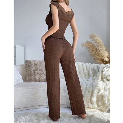 V - neck Lace Pajama Set For Women - Country Nurse